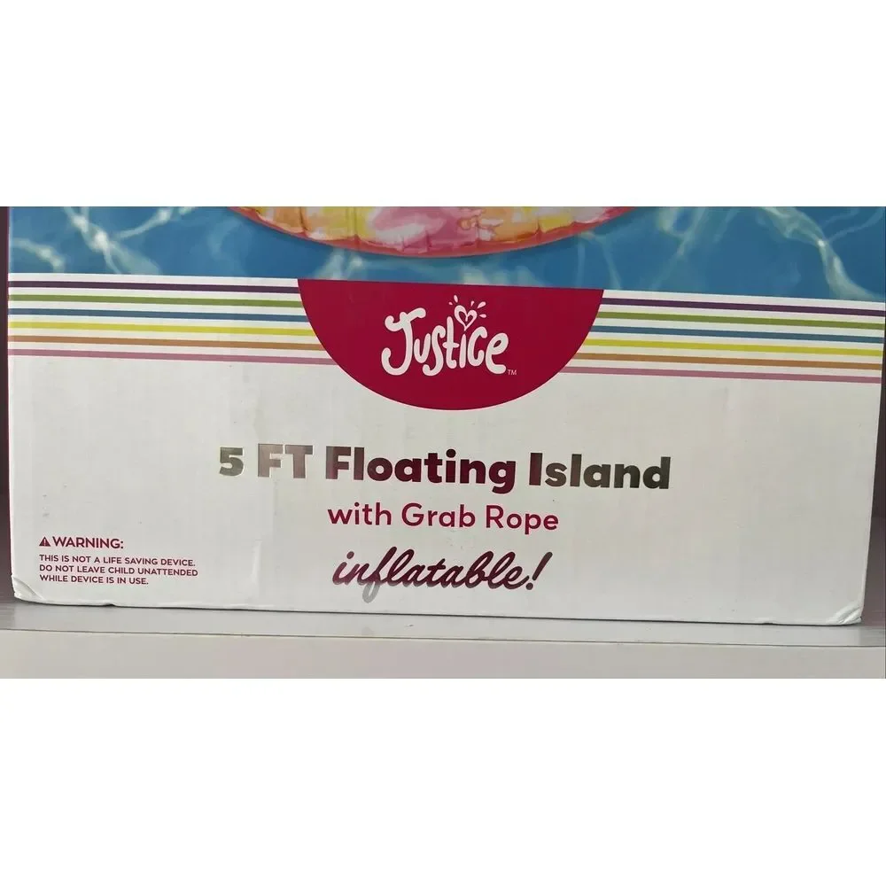 Justice Surf 5ft‎ Floating Island Pool Float w/ Grab Rope, Pink Spiral Tie Dye